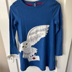 NWT Mini Boden Blue and White Long Sleeve Tee with Graphic Design